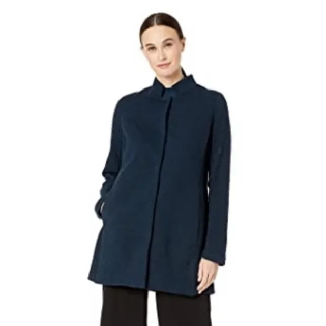 Eileen Fisher Cotton Pucker Jacket Women's Petite Medium‎ Navy Career Classic - Image 3
