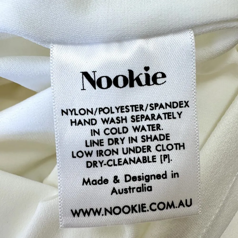 Nookie Lady Lace Midi Dress White Cocktail Wedding Bridal Fitted Classic S NWT - Image 11