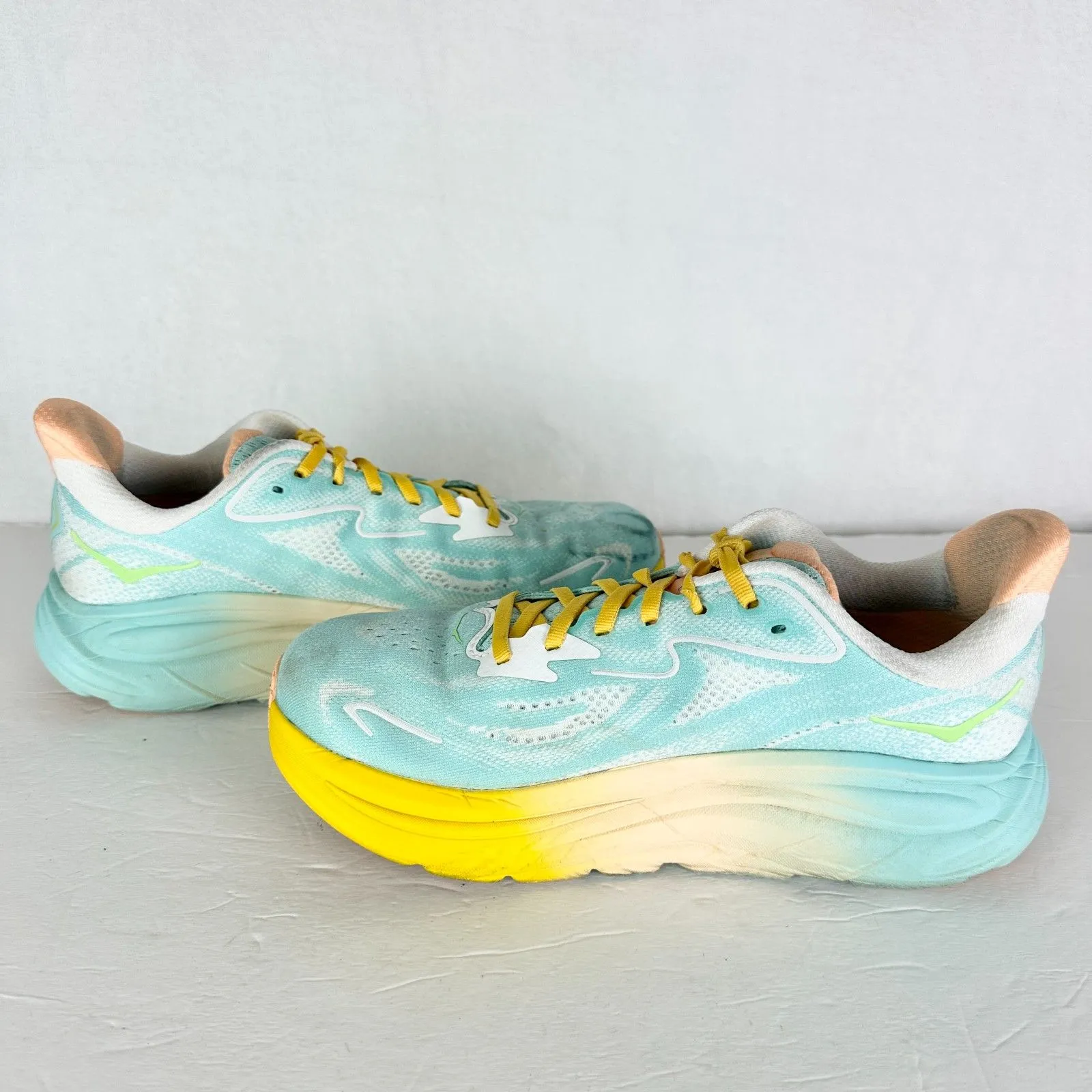 Hoka One One Womens Clifton 10 Running Shoes Size 8.5 Blue Spark White Athletic - Image 3