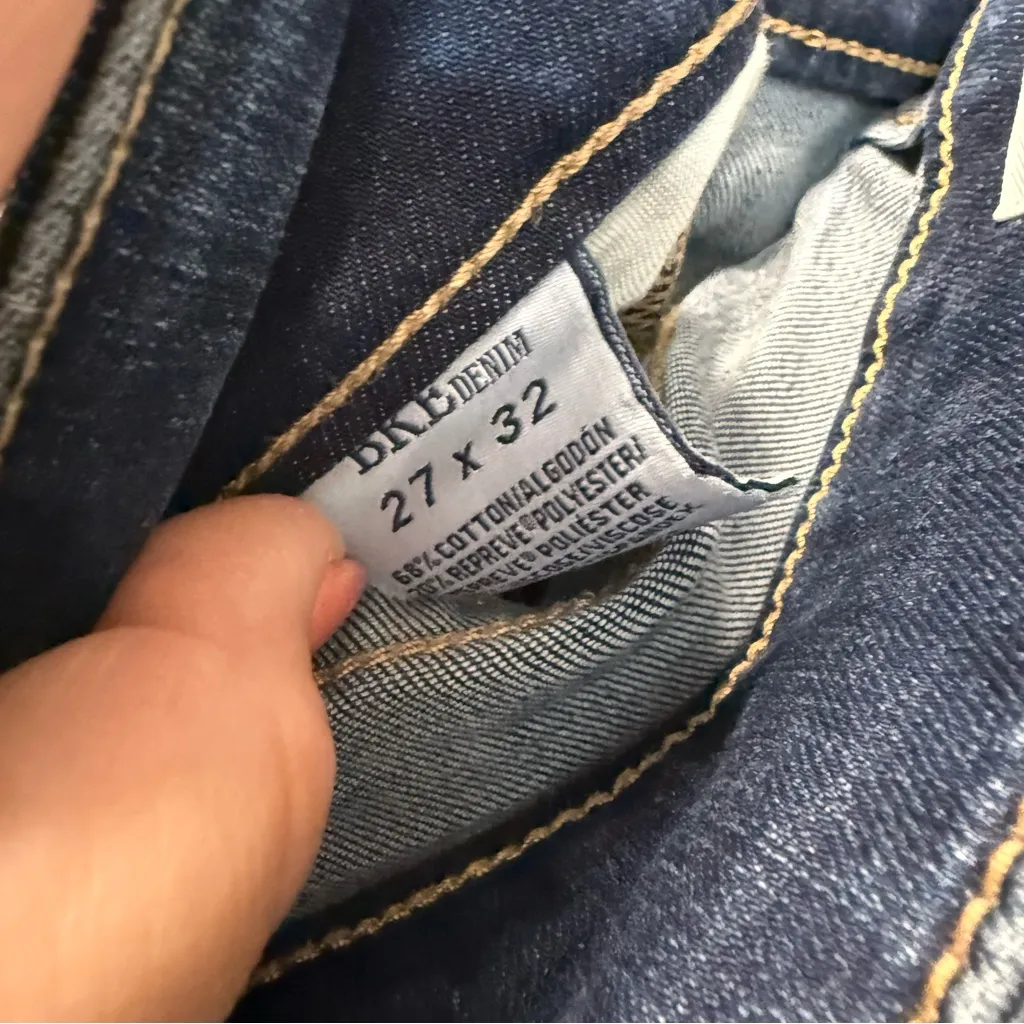 BKE Payton Universial Fit Mid-Rise Straight Jean Dark‎ Wash Flap Pocket 27x32 - Image 6