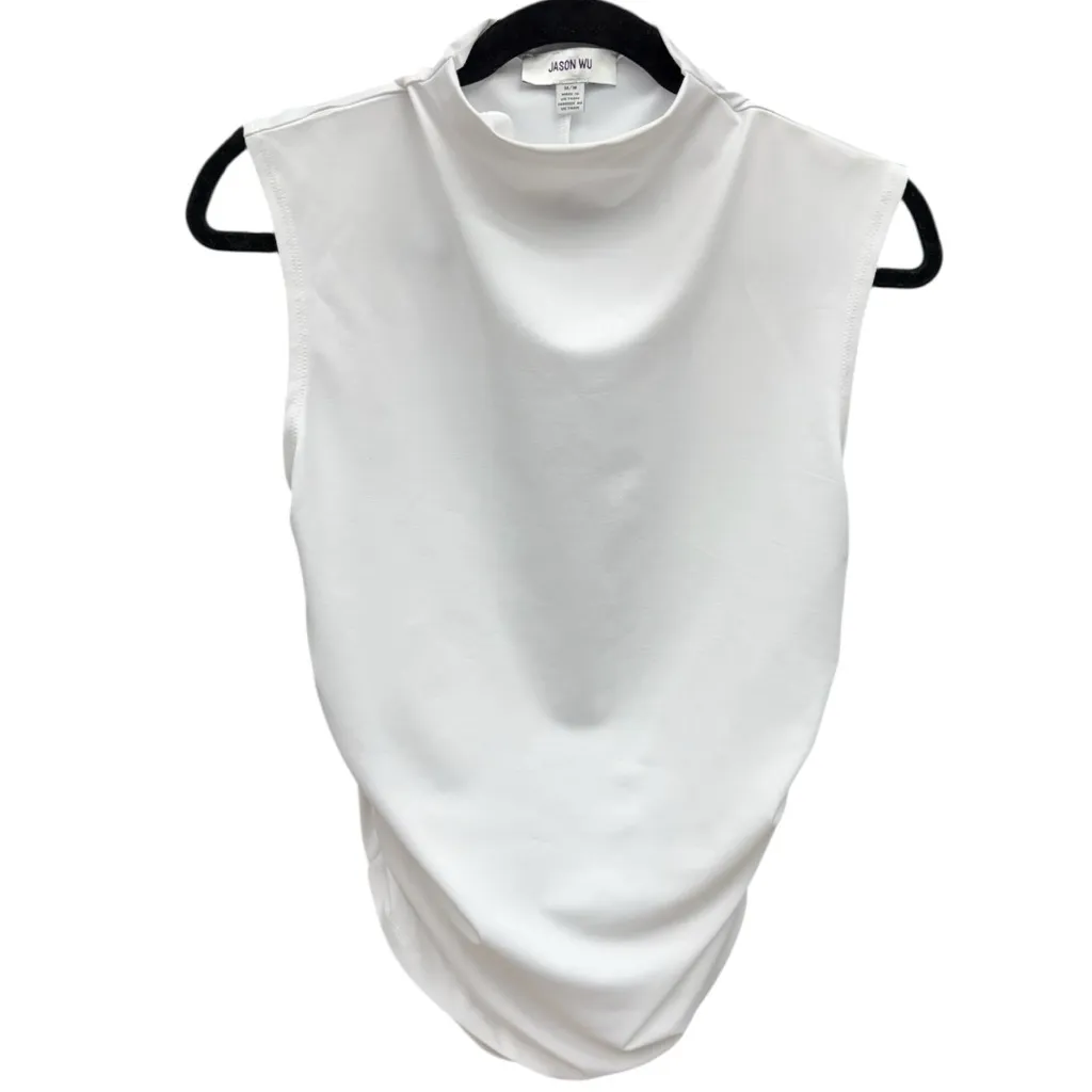 Jason Wu White Sleeveless Mock Neck Ruched Top Size Medium EUC Basic White Cowl - Image 10