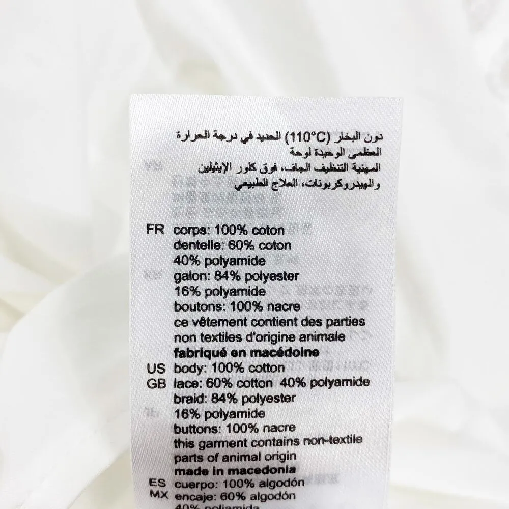 SANDRO White Mock Turtle Neck Long Sleeve Lace Blouse - Image 10