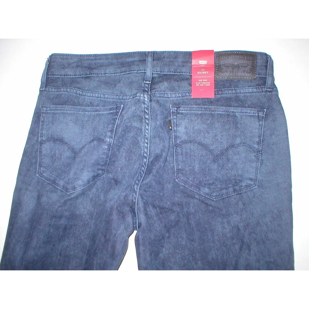 New Womens Levis Dark Jeans 711 Skinny 29 X 31 NWT Mid Rise Flatter and Lift - Image 3