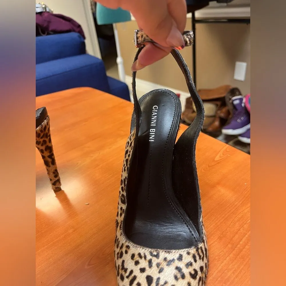 Gianni Bini Pumps Renatay Leopard‎ Calf Hair Studded Ankle Strap Heels Size 8.5M - Image 11