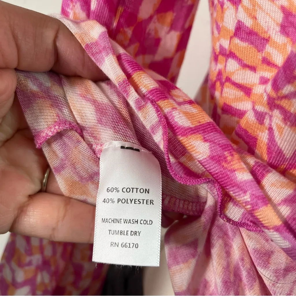 Free People Movement High Jump Printed Long Sleeve Top Pink Combo Womens Large - Image 6