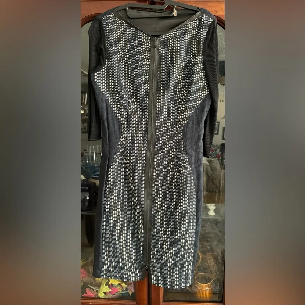 Elie Tahari Dress Colleen Tweed Black Combo Elbow Sleeve Dress - Image 2