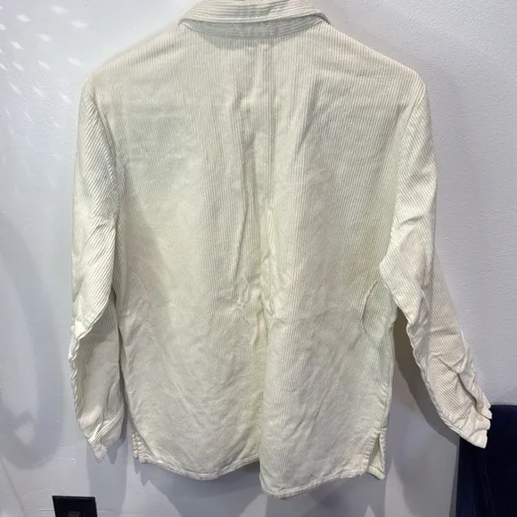 Blair  Corduroy Button Down Shirt Top Cream Long Sleeve‎ Medium - Image 4