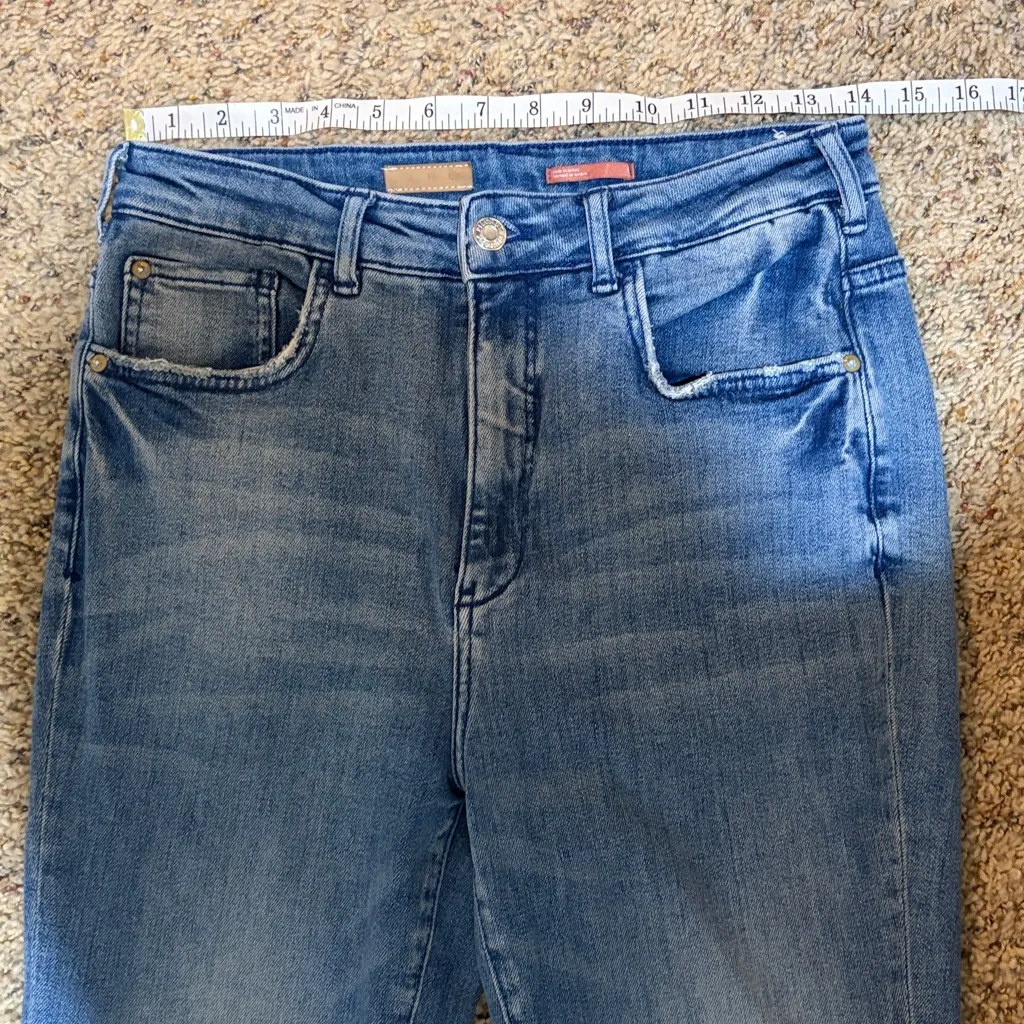 Pilcro Anthropologie The Icon High Waist Distressed Denim Flare Jeans Size 28 - Image 14