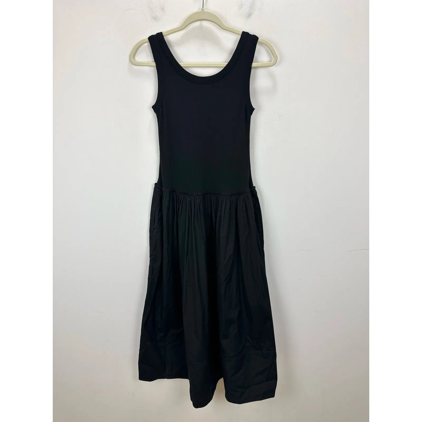 Madewell Mixed Poplin Scoopneck Maxi Dress Cotton A Line Minimalist Black XS NWT - Image 12