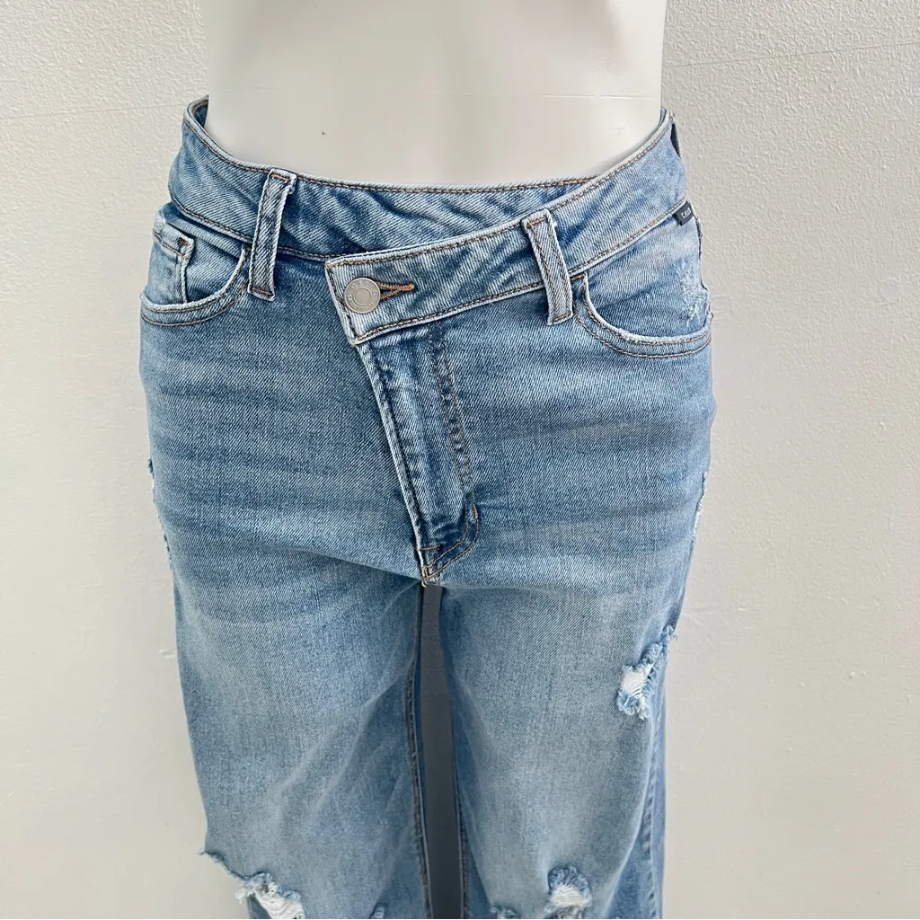 NEW Cello Wide Leg Denim Jeans SIZE 9 Inseam 28 Distressed High Waist - Image 7