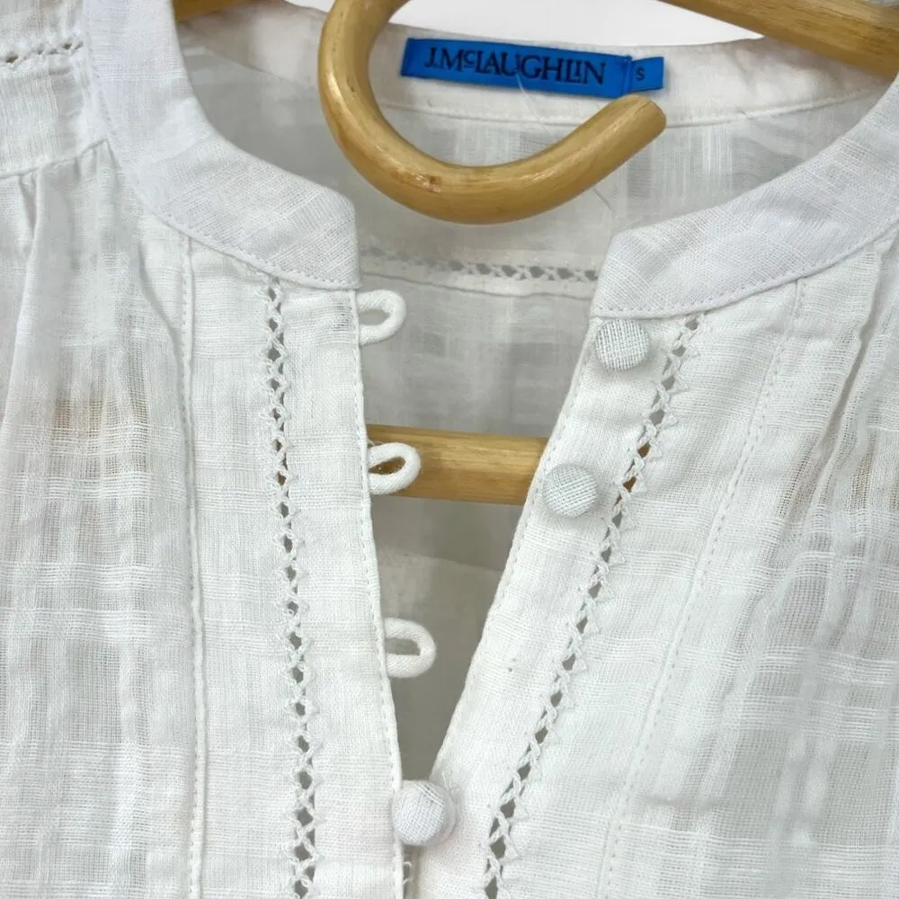 J McLaughlin | S | Blouse Top Women's White Semi Sheer Flowey Women's - Image 3