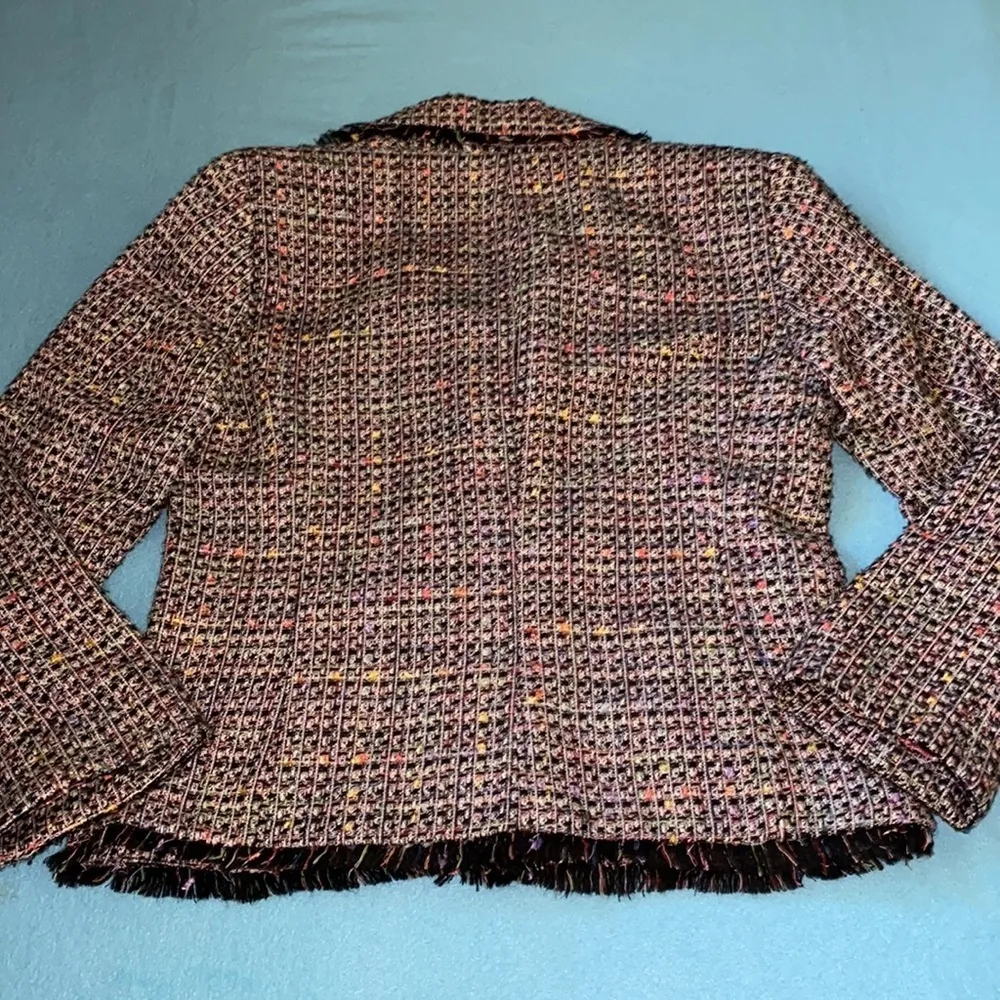 GEORGE blazer jacket fringed black multi colored fully lined buttons NEW size 10 - Image 2