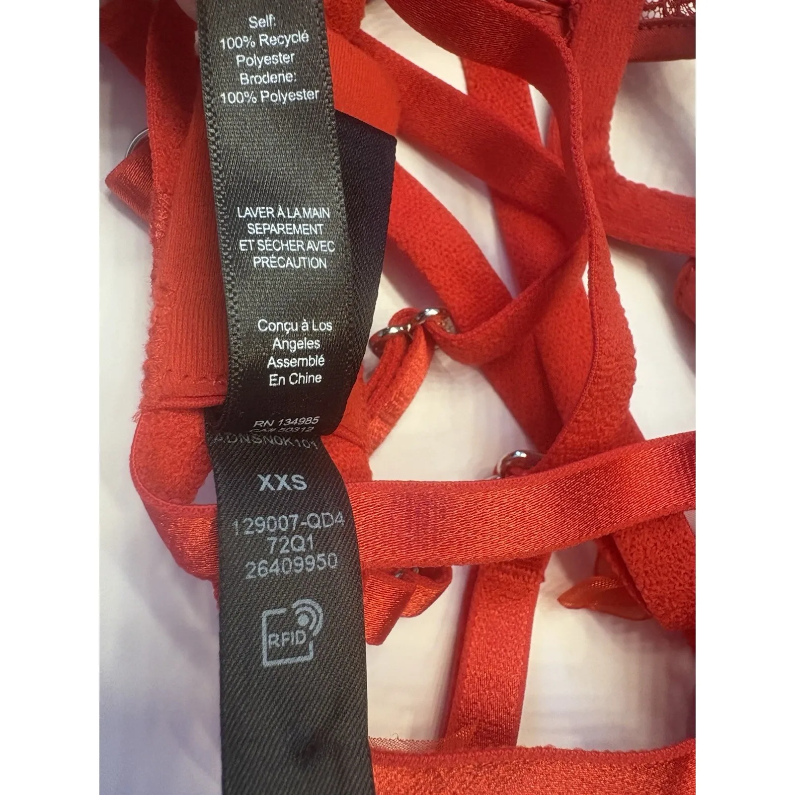 For Love & Lemons Red Lace Heart Embroidery Bra Unlined Underwire Size XXS 32A - Image 11