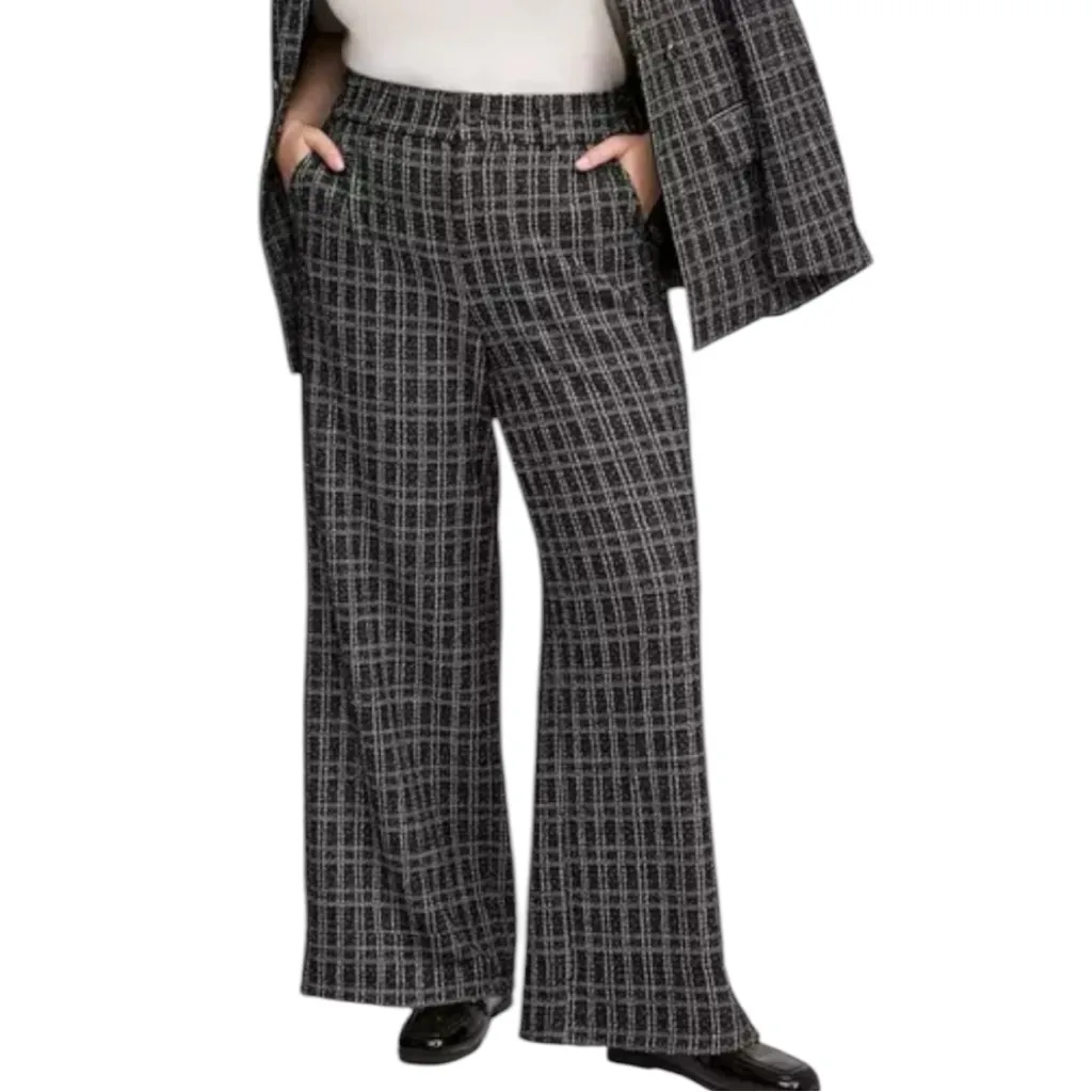 Pull-On Wide Leg Boucle High Rise Pant - Image 2