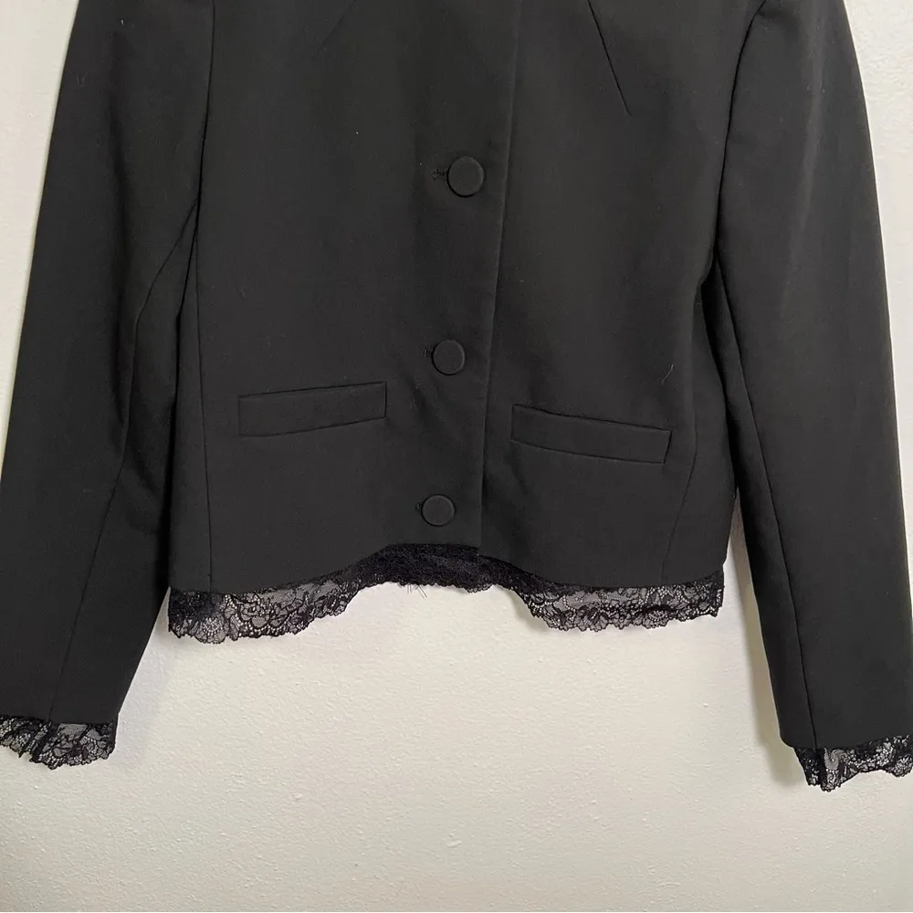 Zara Basic Collection Lace Trim Crop Blazer Black S - Image 5