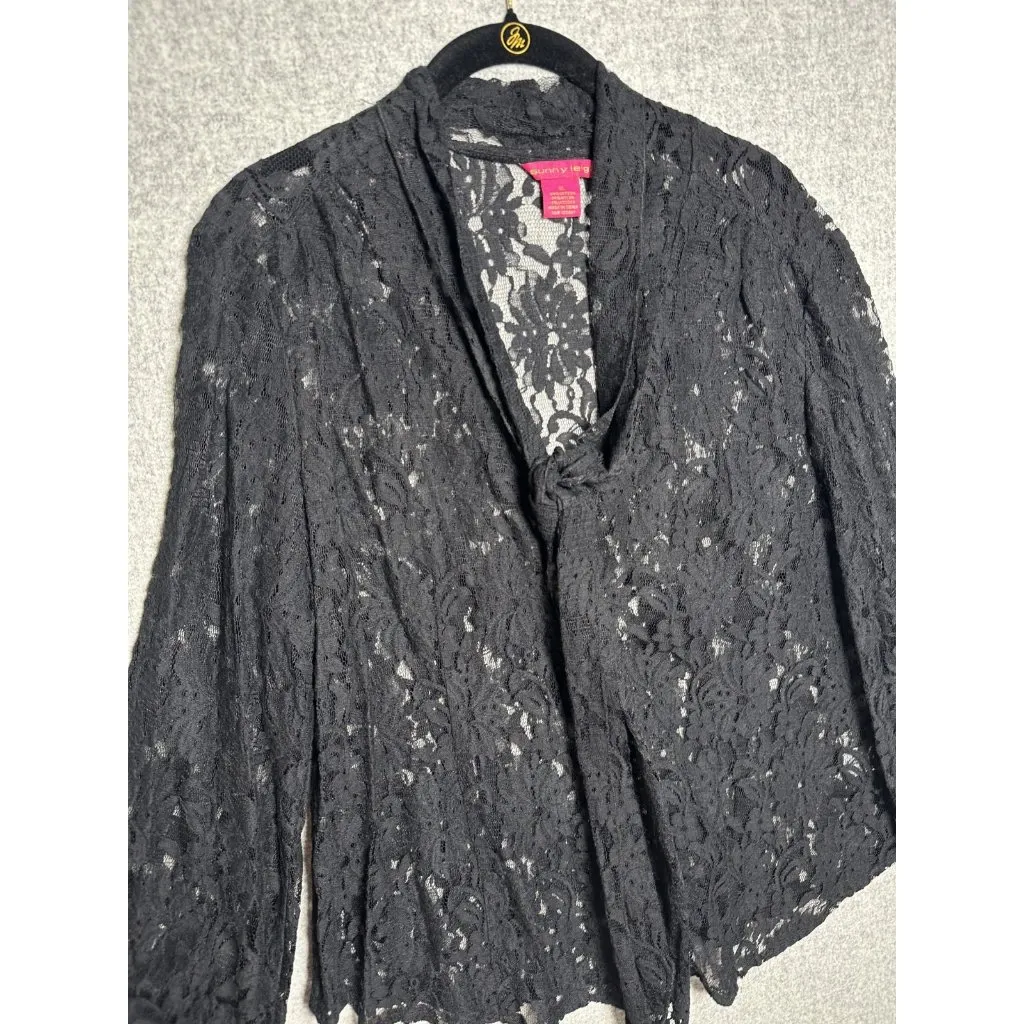 NWT Sunny Leigh XL Womens Top Blouse Bow Bell Sleeve Lace Whimsigoth Romantic - Image 3