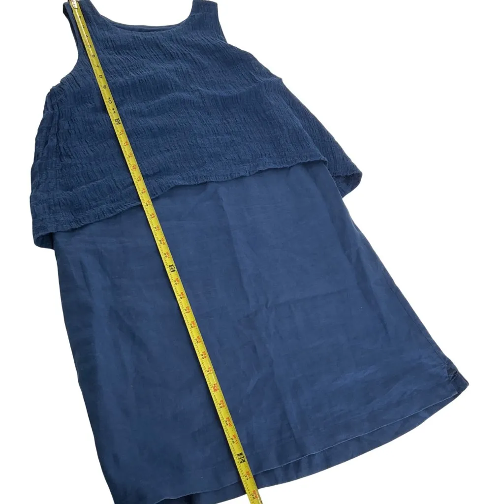 Pure Jill Womens Blue Sleeveless Layered Linen Dress M lagenlook layering boho Size M - Image 6