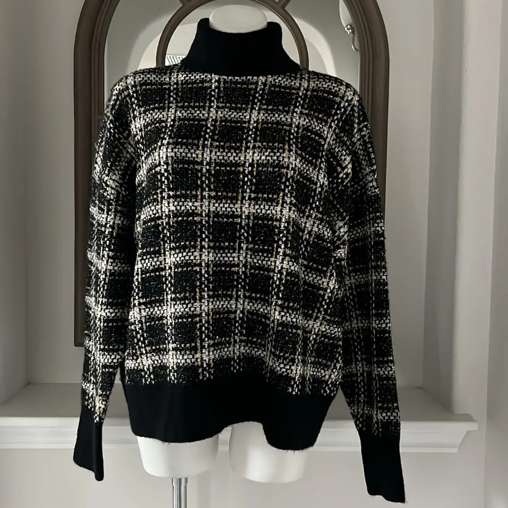 Splendid Ginny Plaid Turtleneck Alpaca & Wool-Blend Sweater Size L NEW $188 - Image 2