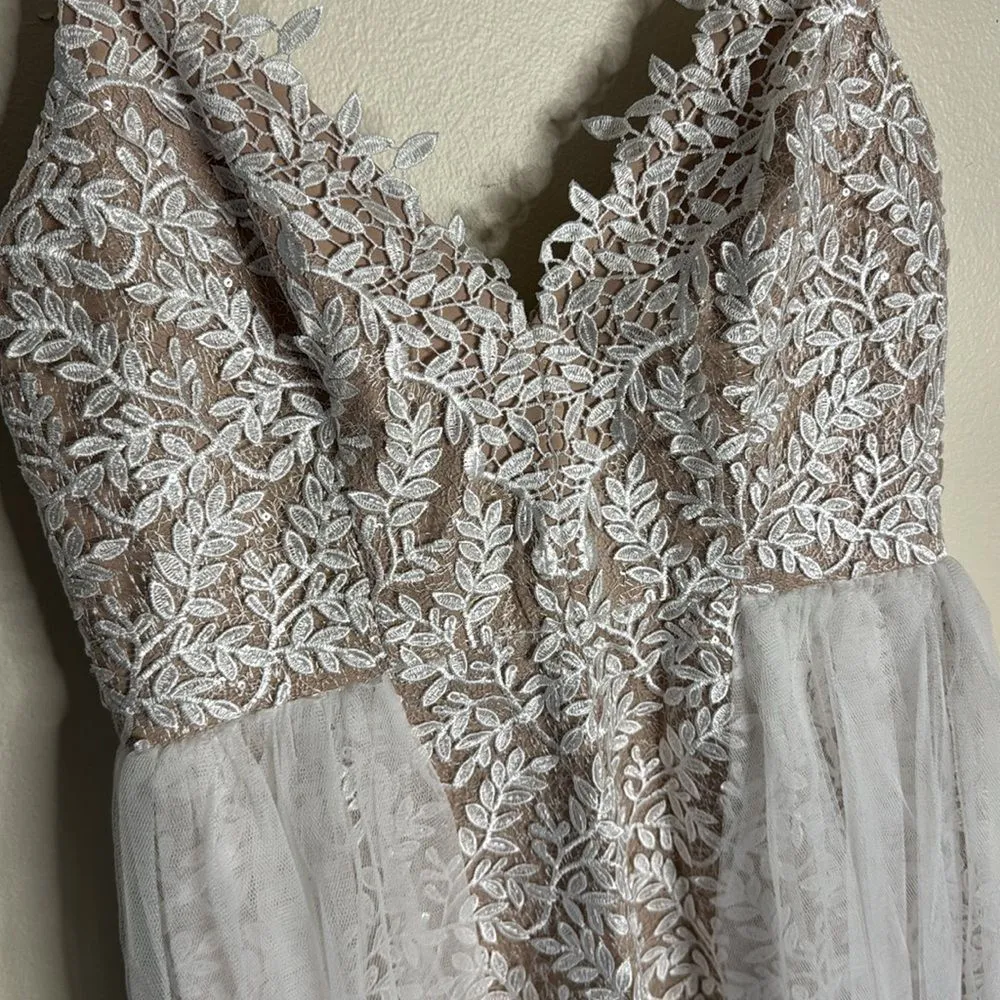 Aidan Mattox tulle-paneled guipure lace gown Prom Dress bride bridal size 6 - Image 7