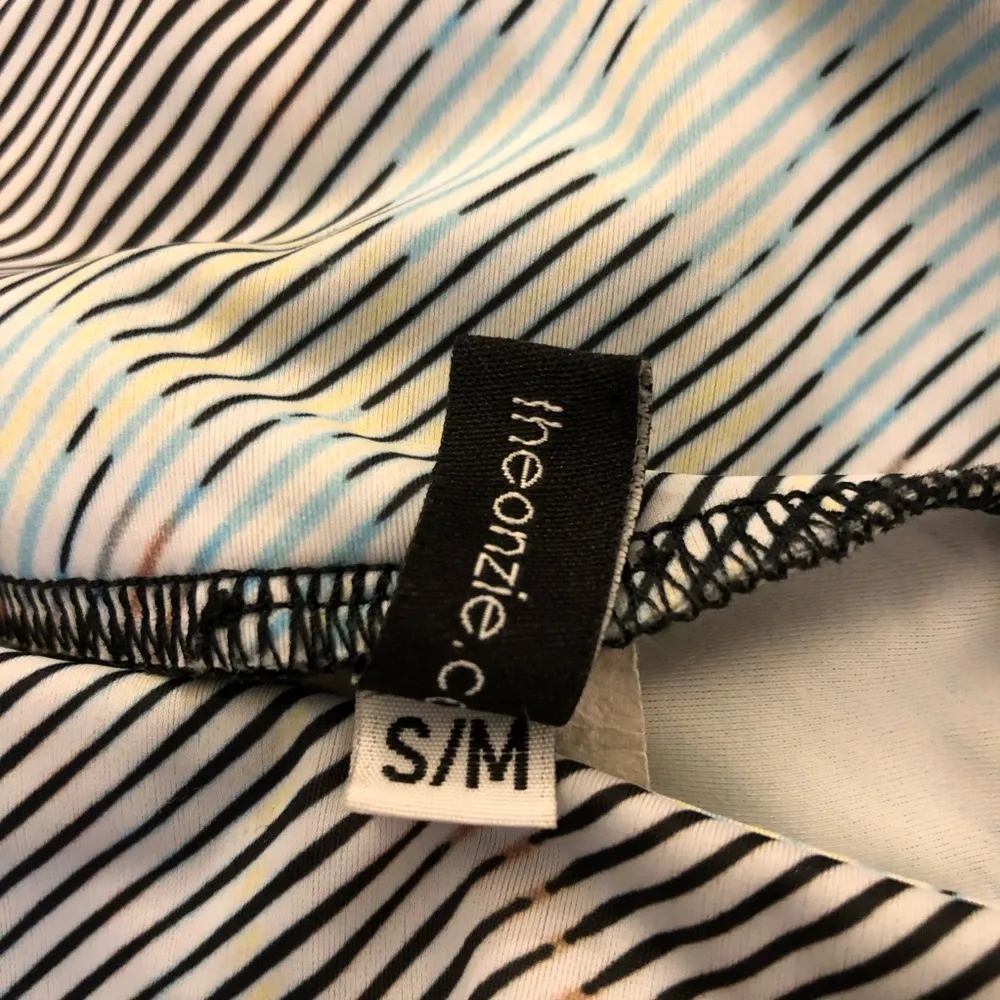 Onzie Diagonal Stripe Leggings Full Length Small Medium Blue Green - Image 4