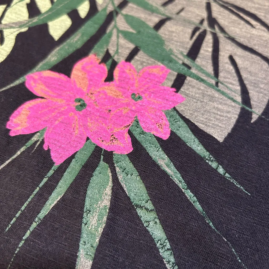 Catherines Black Top with Pink Floral Design - Image 3