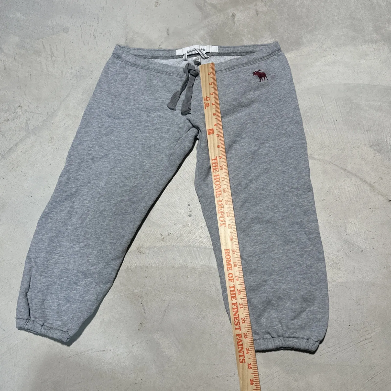 VTG Abercrombie Y2K Spell Out Sweat Pants Capri Womens SZ L Logo 2000s Grey - Image 10