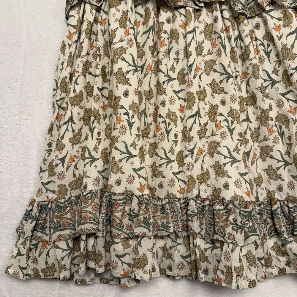 NWT The New Society Indiana Dress Large Beige Floral Lux Organic Cotton Olive Green - Image 2