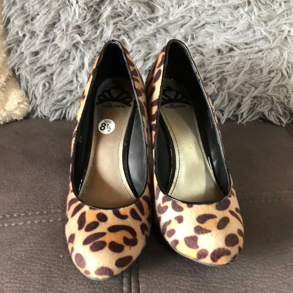 FERGALICIOUS Leopard Faux Fur Heels Size 8.5 - Image 2