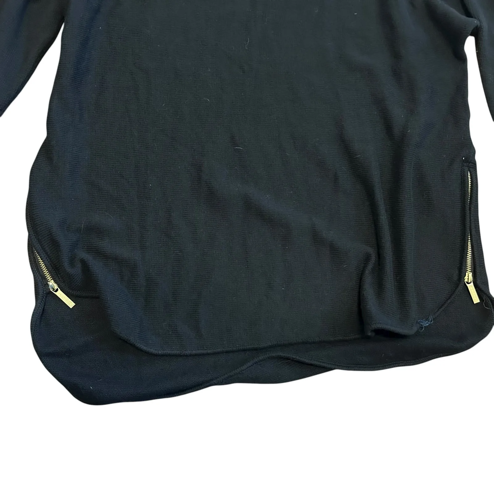 Michael Kors Black Pullover Sweater Zip Sides Goth Punk Witchy Slouchy 2X - Image 3