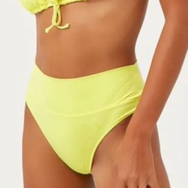 Frankie’s Bikinis High Waisted Neon Yellow Dreamy Bikini Cheeky Bottom - Image 2