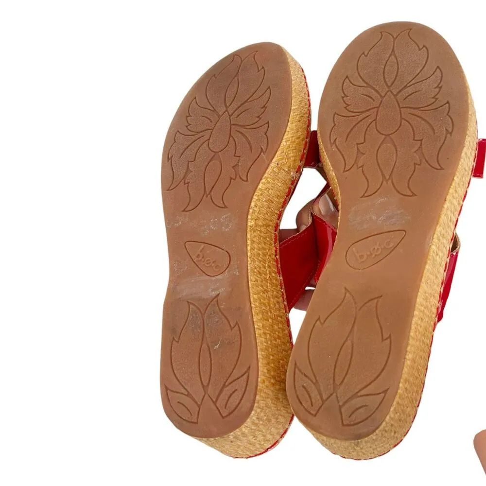 BOC Red Patent Leather Cork Wedge Sandals Sz 10 - Image 8