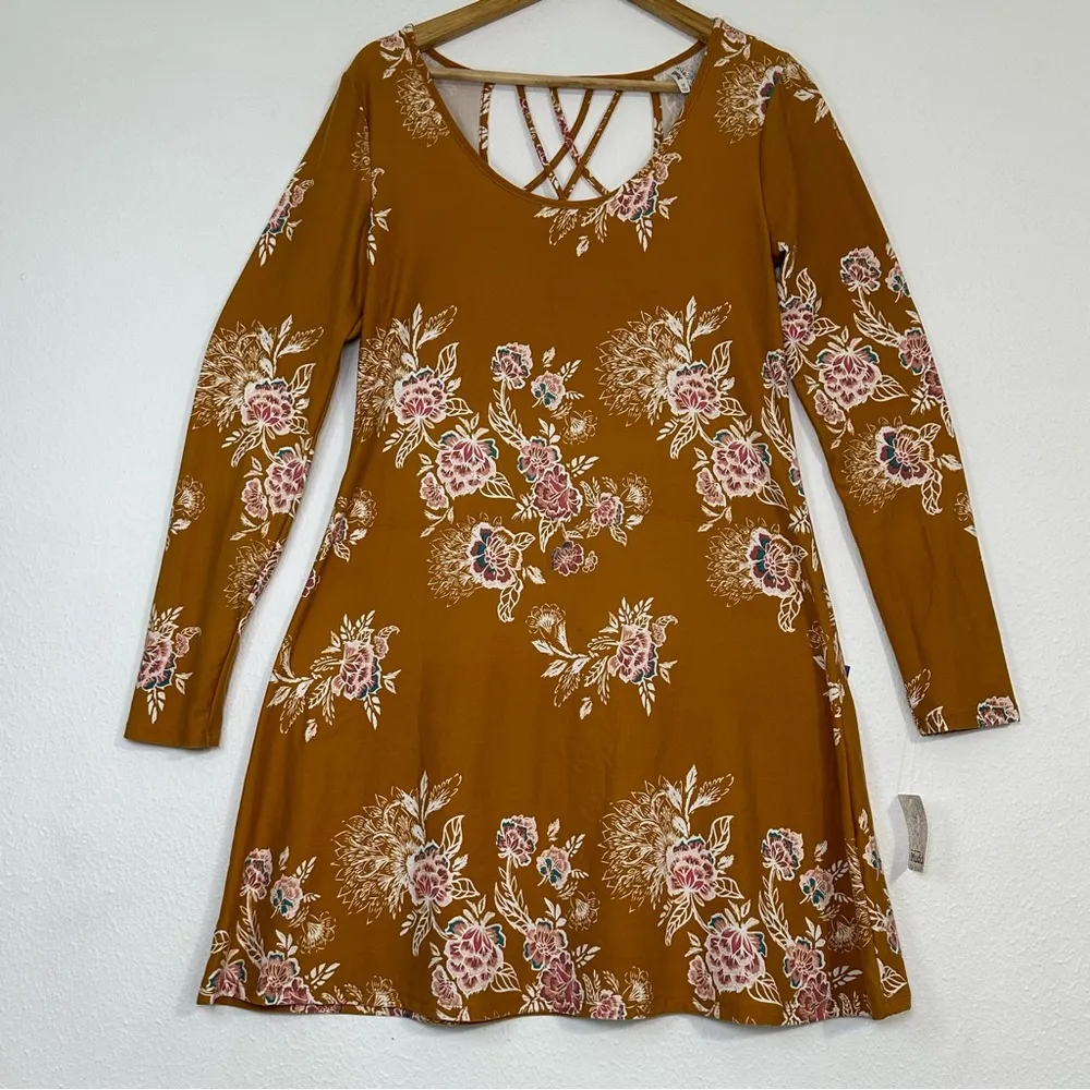 Mudd   fall Orange Floral Long Sleeve Dress - Image 2