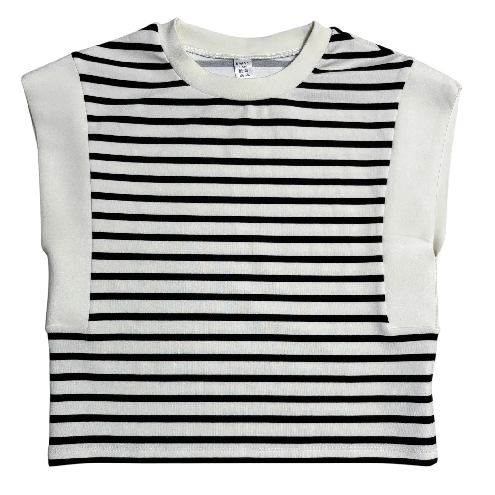 SPANX AIR ESSENTIALS Striped Cap Sleeve Cropped Top Women's S - Image 3