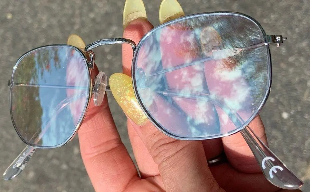 Unisex rectangular round metallic shades Silver - Image 5