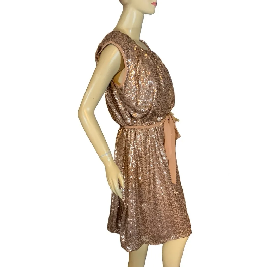LANE BRYANT BELTED GOLD JERSEY KNIT SEQUIN COCKTAIL DRESS (18/20) - Image 4