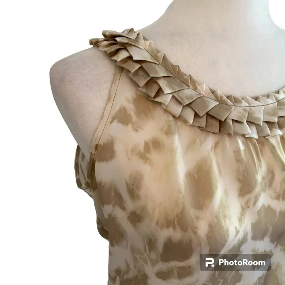 Michael by Michael Kors | 100% Silk Animal Print Ruffle Neck Blouse Size 4 - Image 2