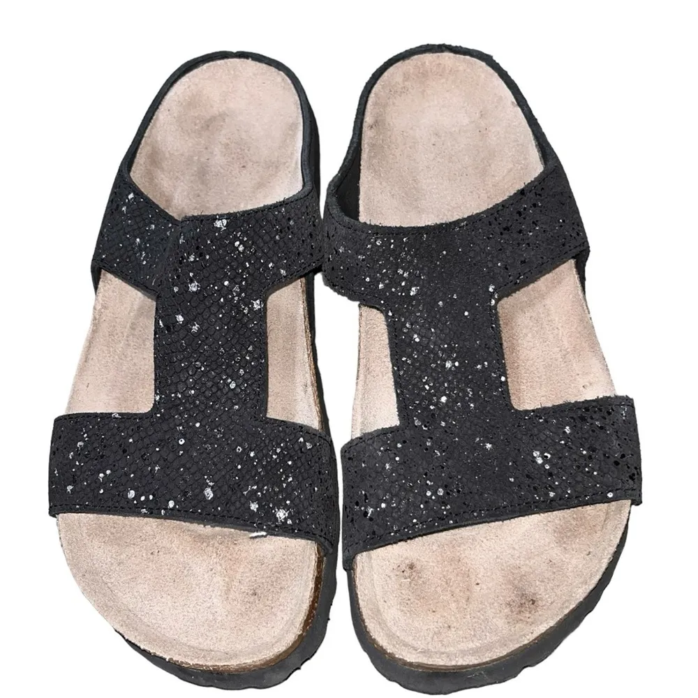 Papillio by Birkenstock Charlize & Silver Sparkle Sandals size 38 7 Black - Image 5