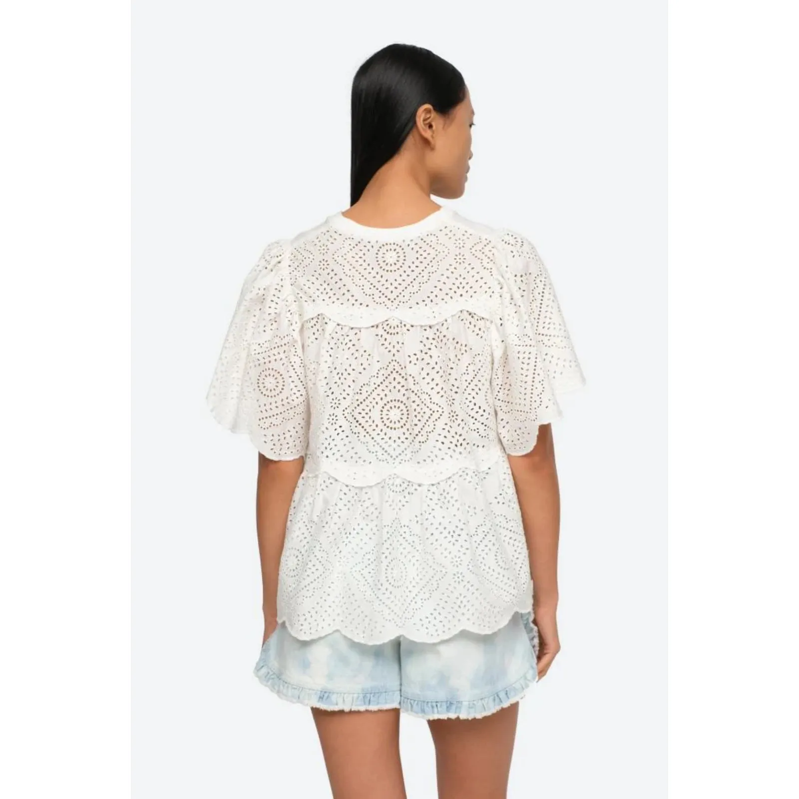 Sea New York Vienne Eyelet Flutter Sleeve Top‎ NWT size small White - Image 3
