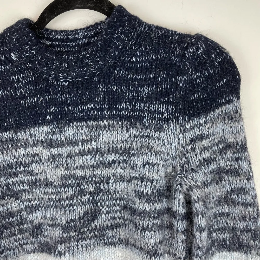 Banana Republic Merino Extra Fine Merino Wool Alpaca Blue Colorblock Sweater - Image 7