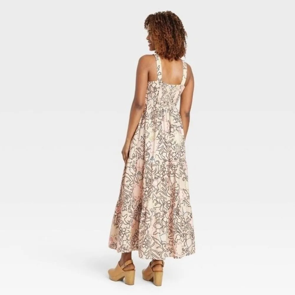 Knox rose abstract tan floral dress size XS - Image 3