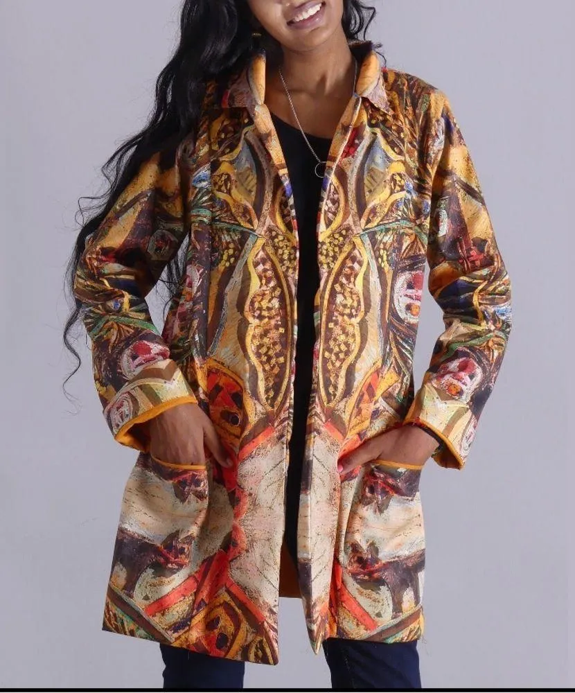 By Akka Creation Trench iacket Women's 3/quarter Unique size 40” M/L Orange - Image 3