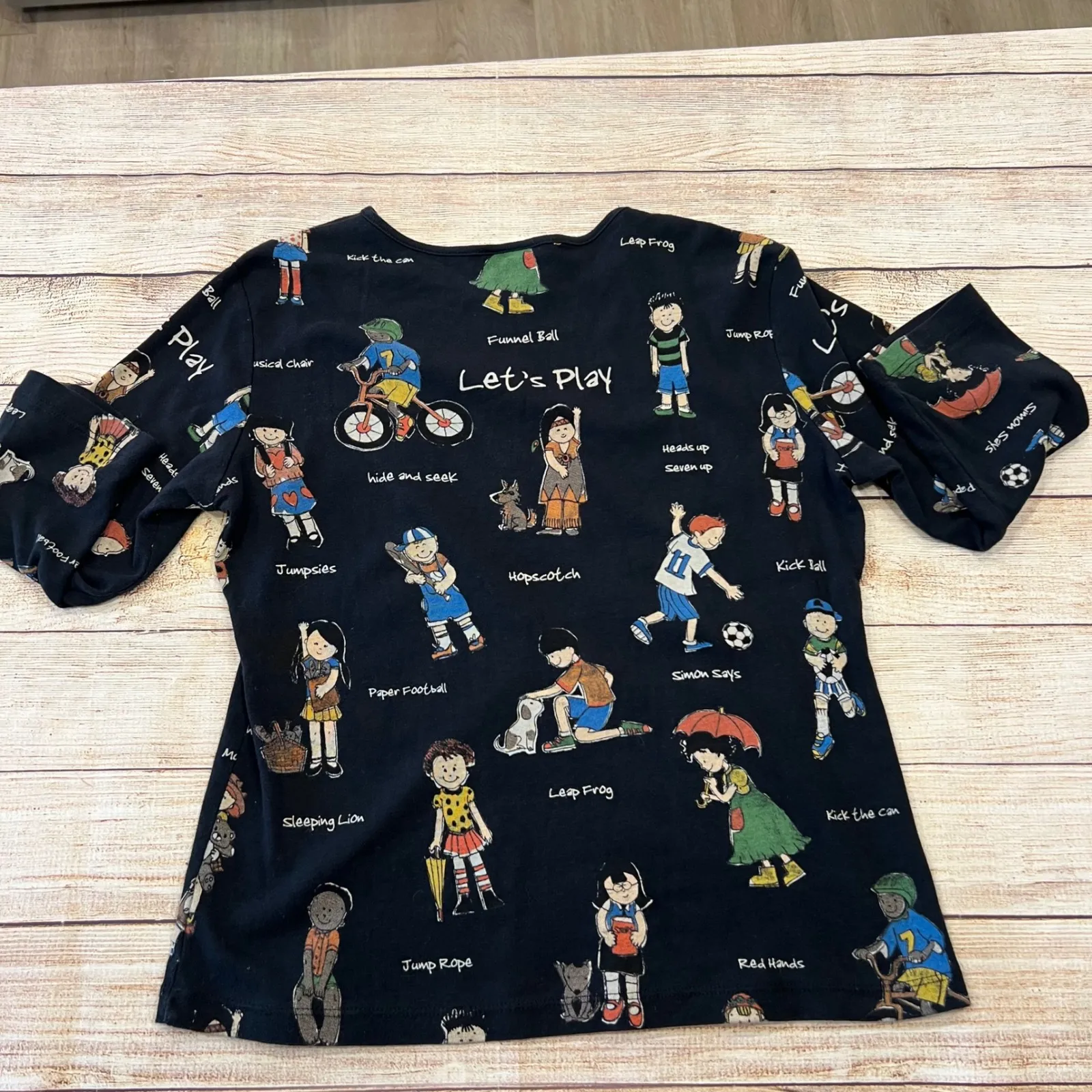 Jess &‎ Jane Black Let's Play Graphic Long Sleeve Top T - Image 8