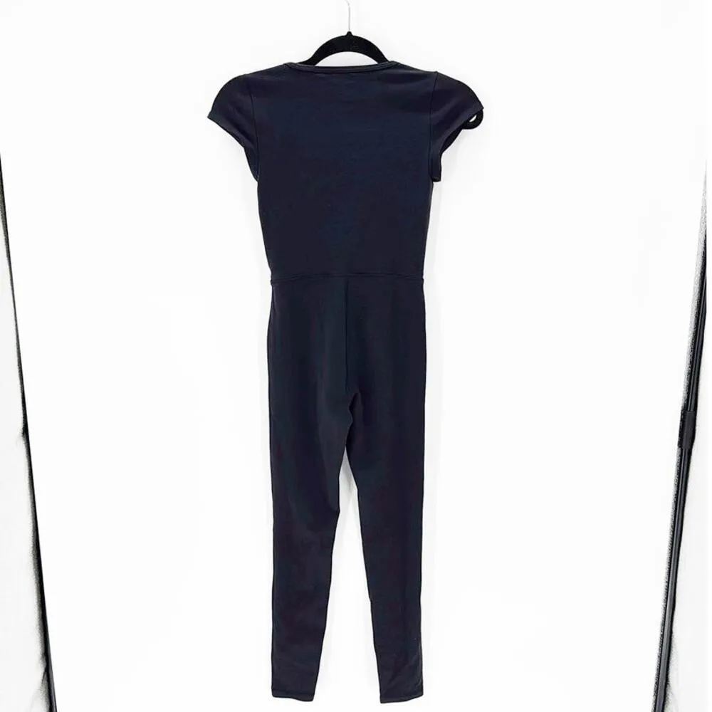 Wilfred Free Theodora Jumpsuit square neck cap sleeve sweat wicking size XS Black - Image 3
