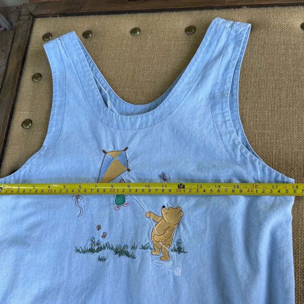 Vintage Classic Pooh Light Blue Sleeveless Dress with Embroidery Medium - Image 7