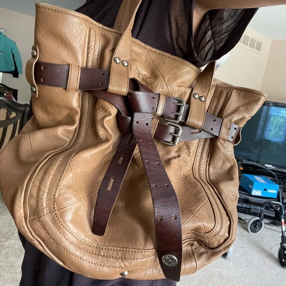 REVEL delancey belted two tone leather tote handbag purse shoulder bag $348 - Image 2