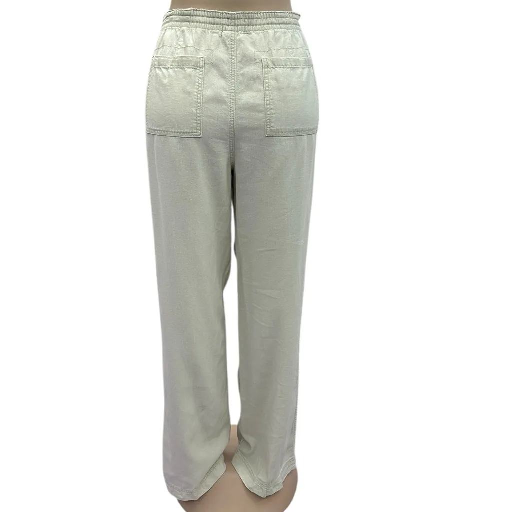 Vintage Linen Blend St Johns Bay Wide‎ Leg Cream Khaki Pants Womens Medium - Image 6
