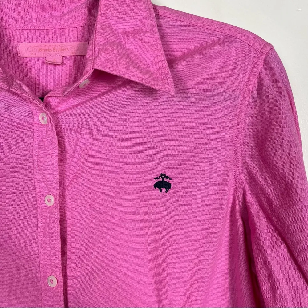 Brooks Brothers Tailored Button Down Shirt Size 8 Pink Preppy Academia Barbie - Image 3