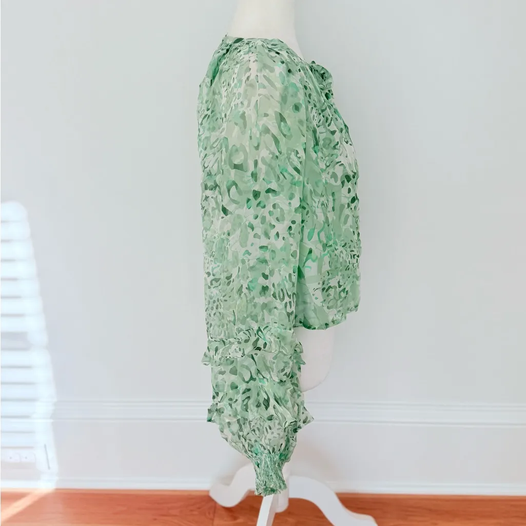 Ramy Brook Printed Reed Tie Front Long Sleeve Silk Blend Blouse
Ramy Small - Image 3