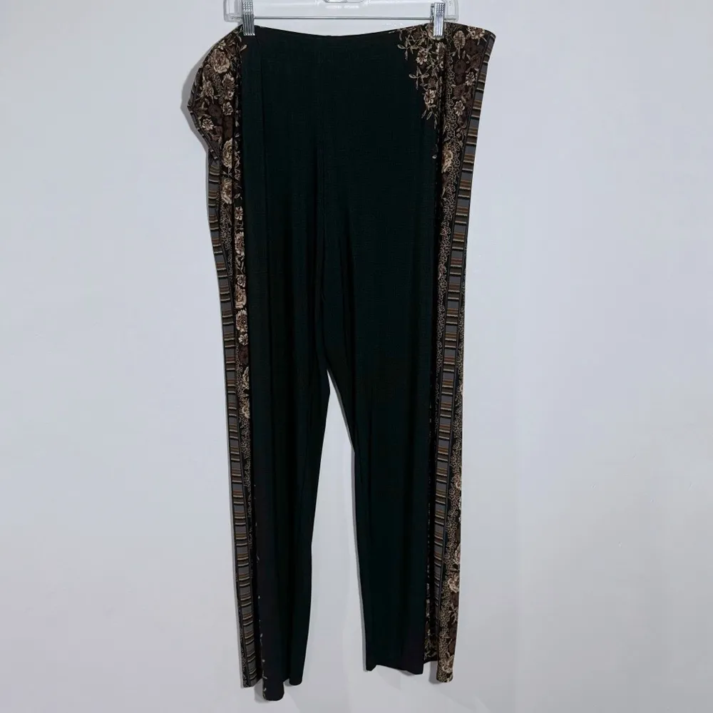 NEW Susan Graver Regular Printed Liquid Knit Pull-On Pants Black/Neutral Size 2X - Image 2