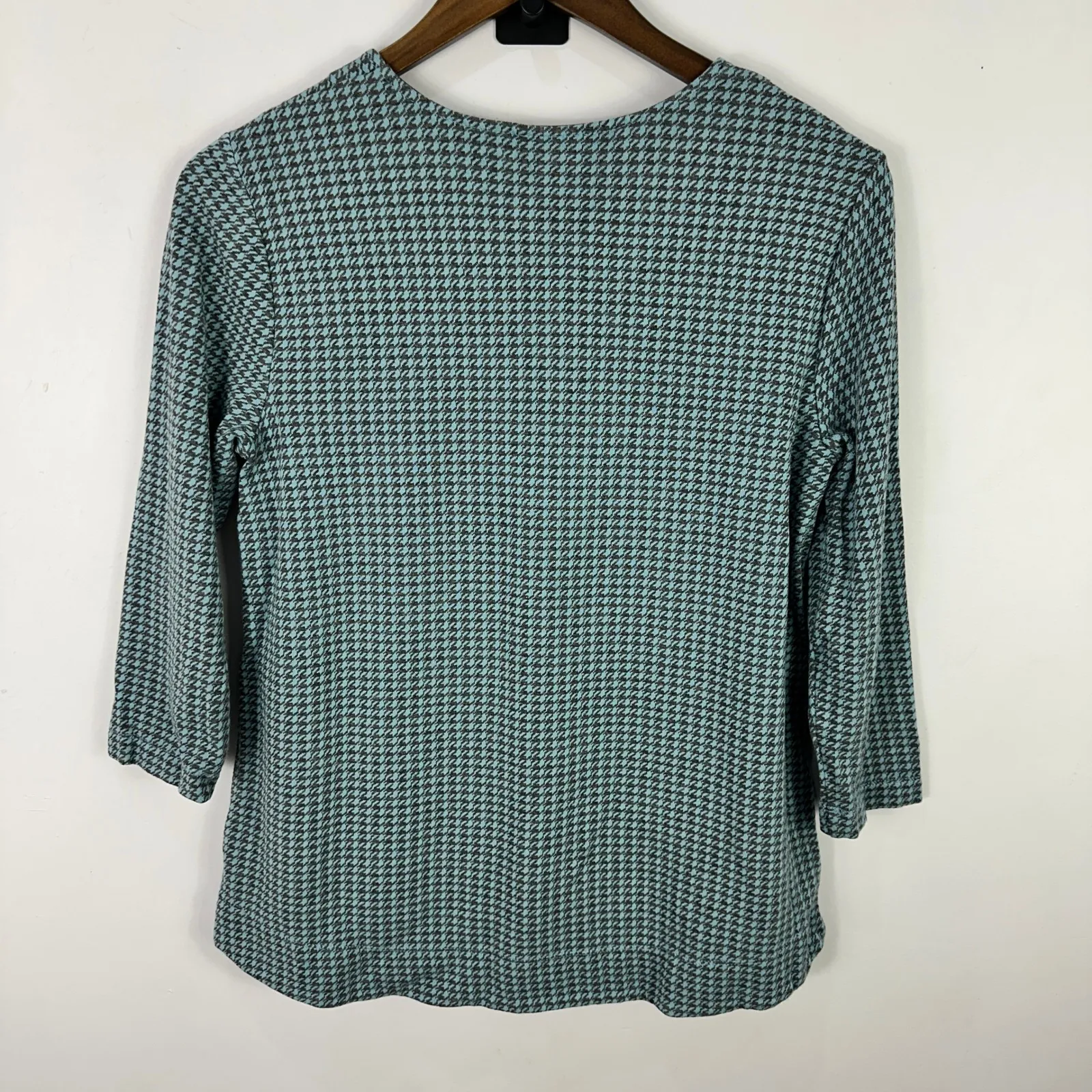 J Jill Ponte Knit Top Womens S Blue Geometric Print Casual Office Wear - Image 5